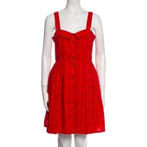Marc Jacobs Red Button Front Fit & Flare Dress Sweetheart 4